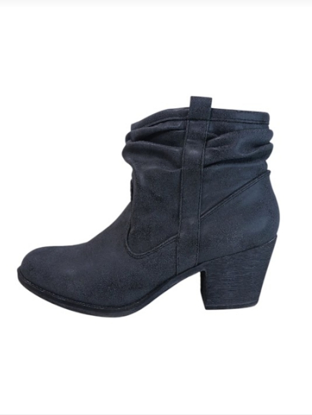 K9 Ankle Boots Women's 9 Grey Faux Leather Slouchy Heeled Pull-on Booties
